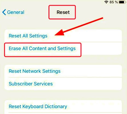 Reset All Content And Settings to Fix iPad Mini Crashing Issue