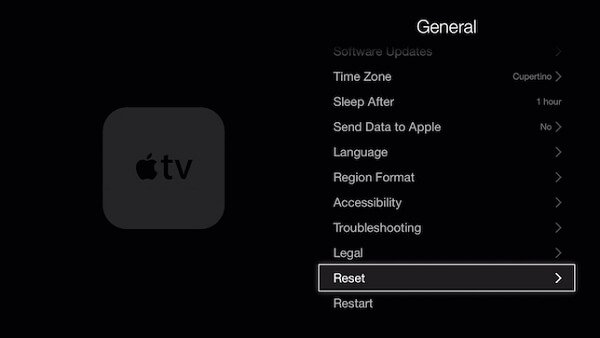 Redefinir as configurações da Apple TV para corrigir o Netflix que não funciona na Apple TV