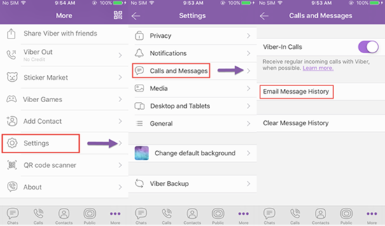 Recuperação de mensagens de e-mail Viber iPhone 7