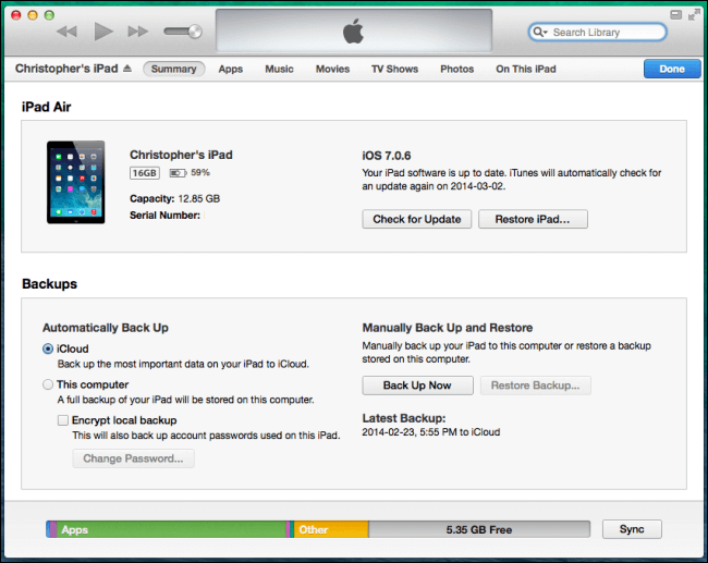 fare Backup di Ipad tramite Itunes