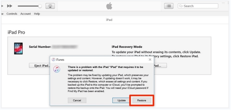 Fixa inaktiverad iPad via återställningsläge