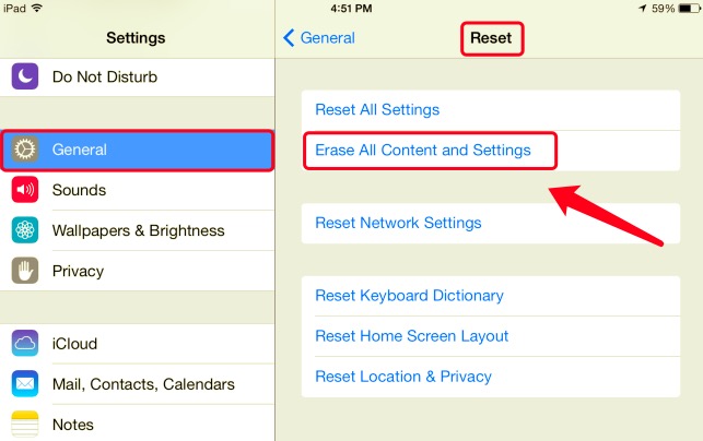 Factory Reset iPad without iCloud Password via Settings