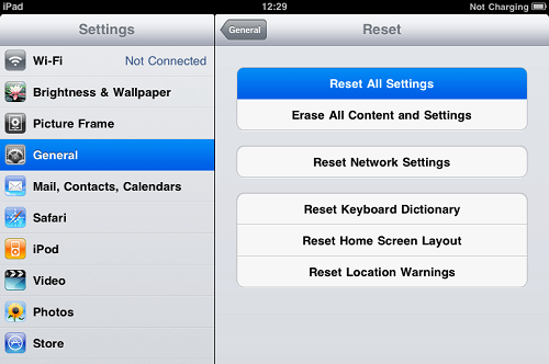 Reset Ipad