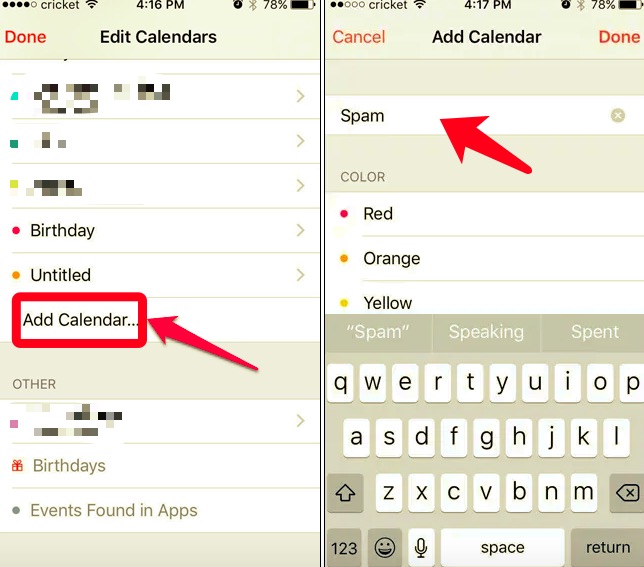 Ta bort iCloud-kalenderskräppost på iPhone