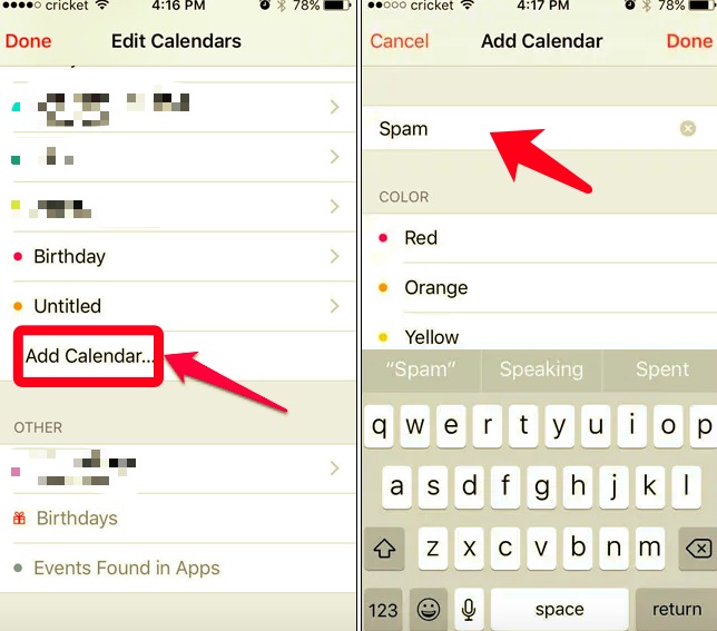 Excluir spam de calendário do iCloud no iPhone
