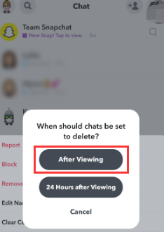 Apagar automaticamente a mensagem do Snapchat