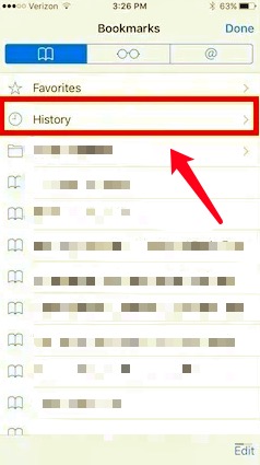 Ta bort bokmärken i Safari från iPhone manuellt
