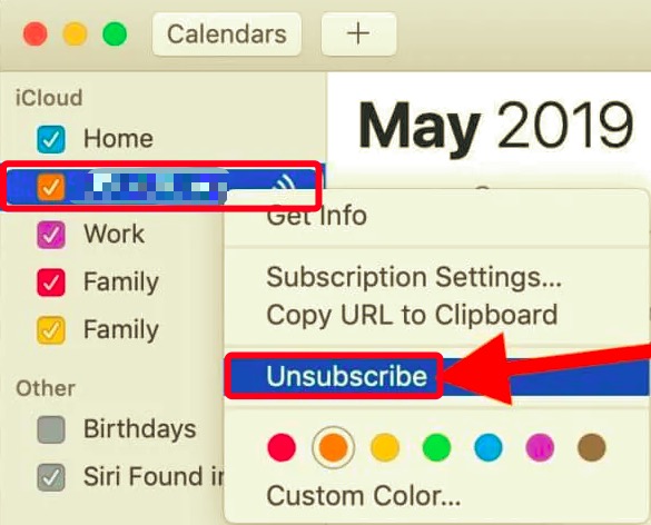 Delete Subscribed Calendar Events on Mac