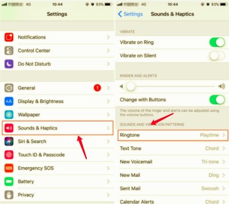 Hur man tar bort ringsignaler från iPhone via Inställningar