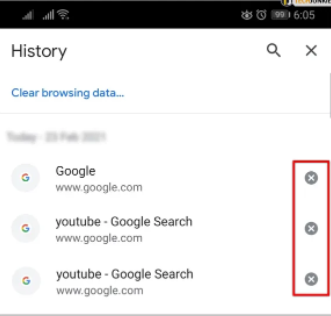 Usando o aplicativo Chrome para apagar o histórico de pesquisa no iPhone