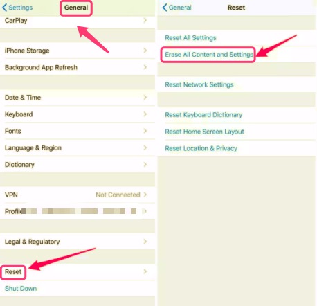 Erase All Content and Settings to Delete System Storage on iPhone