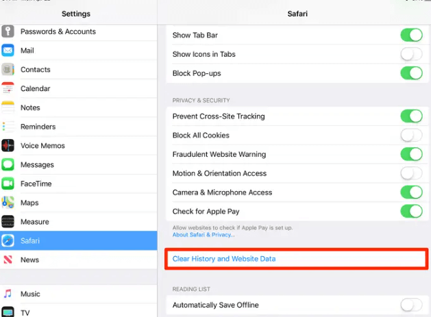 Clear Entire Browsing History from Your iPad