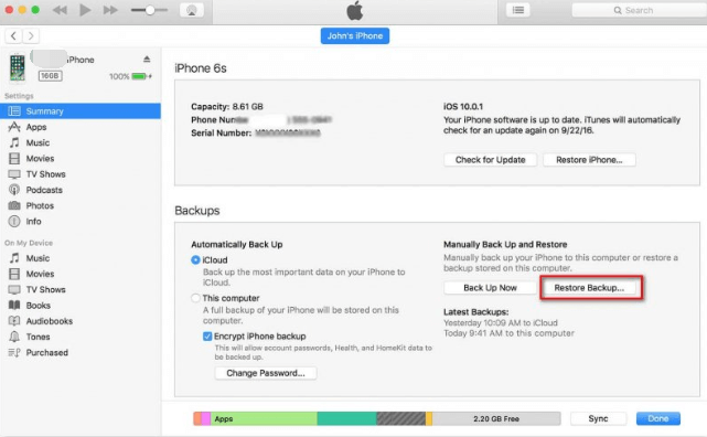 Hitta nyligen raderade foton med iTunes Backup