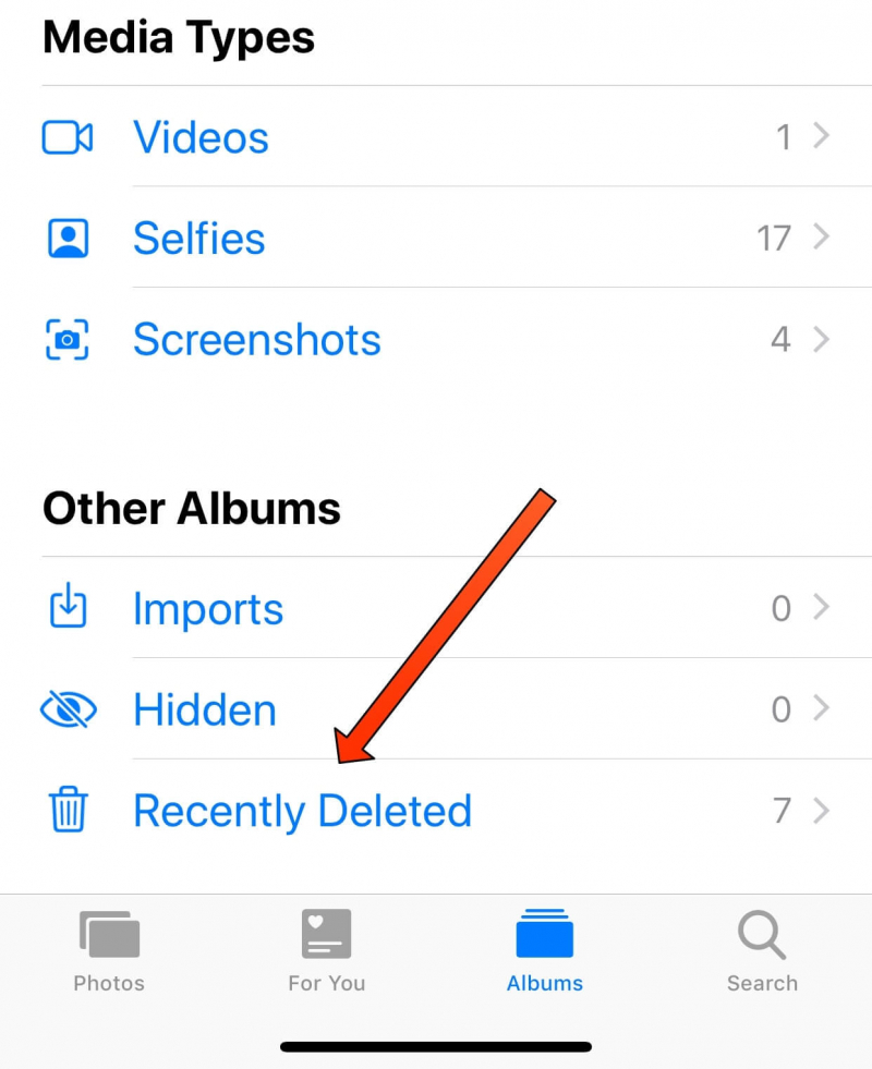 Remove Pictures Off the Recently Deleted Folder to Fix iPhone Photo Storage Full But No Photos