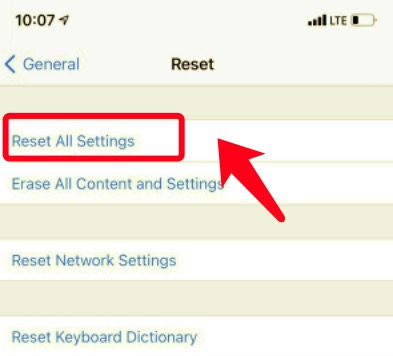 Reset All Settings on iPhone to Delete Apps