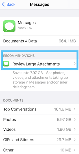 iPhone을 수정하기 위한 대용량 첨부 파일이 저장 공간이 충분하지 않다고 표시되는지 확인