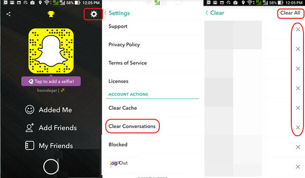 Erase All Snapchat Conversation Message