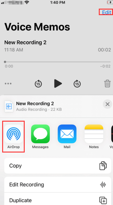 Transfer Voice Memos from iPhone 13 to Computer Using AirDrop