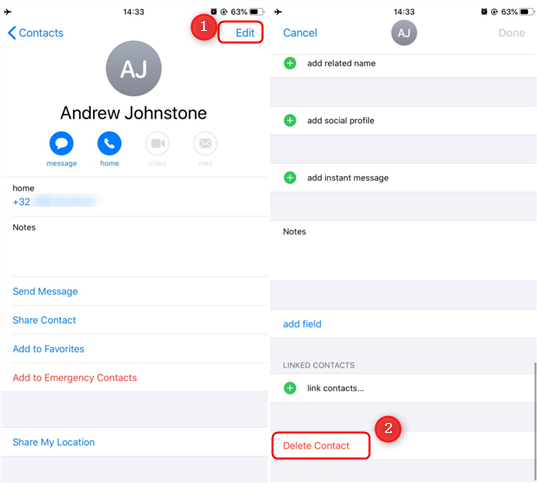 Delete Contact on iPhone 5S Manually