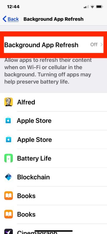Fixa frusna iPhone-enheter genom att inaktivera uppdatering av bakgrundsapp