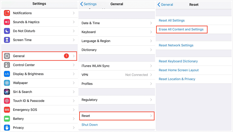 Erase All Content and Settings to Erase Lost iPhone