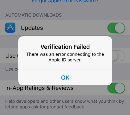 Corregir error al conectarse al servidor de ID de Apple