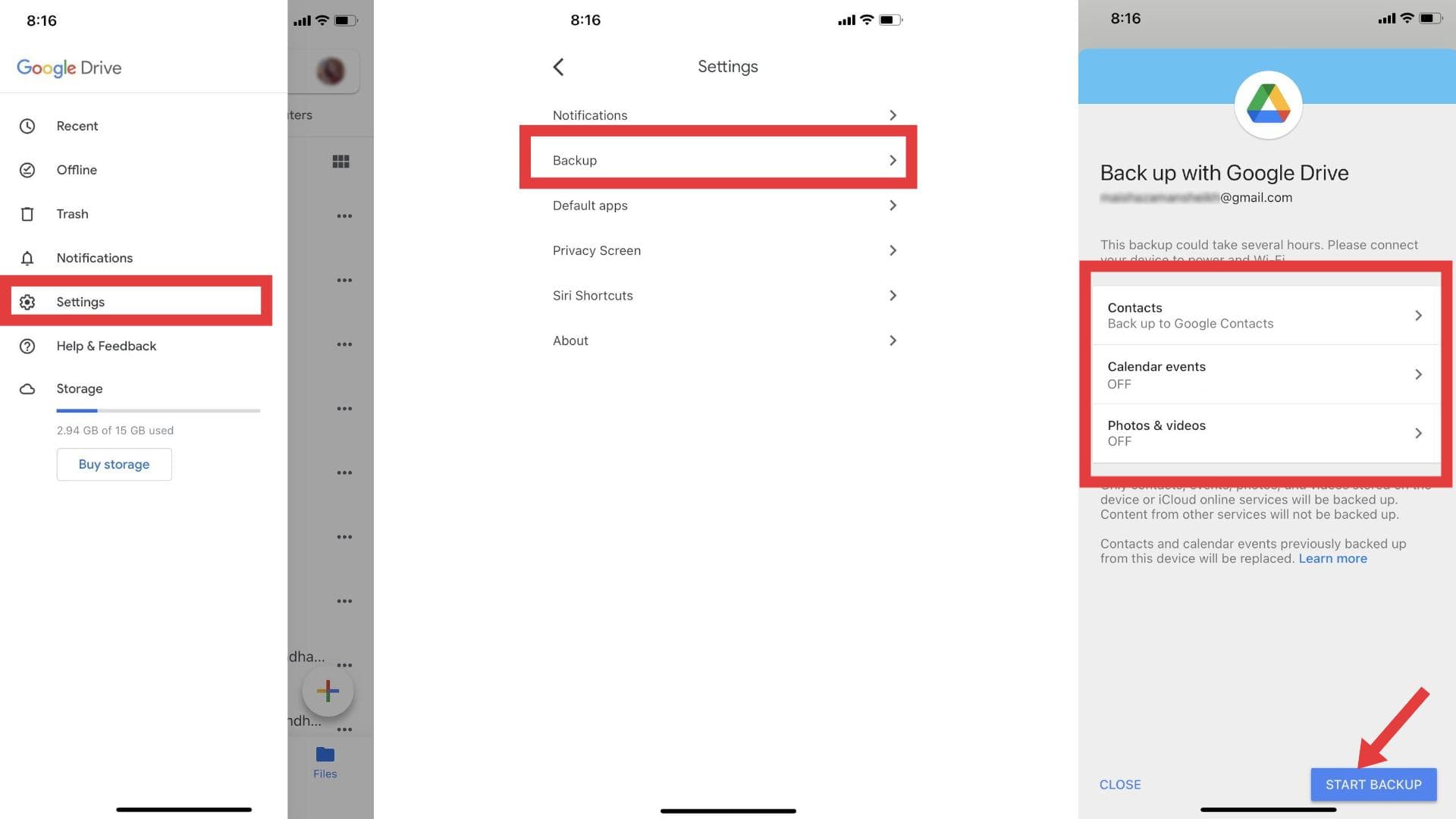 Google Drive Back Up iPhone