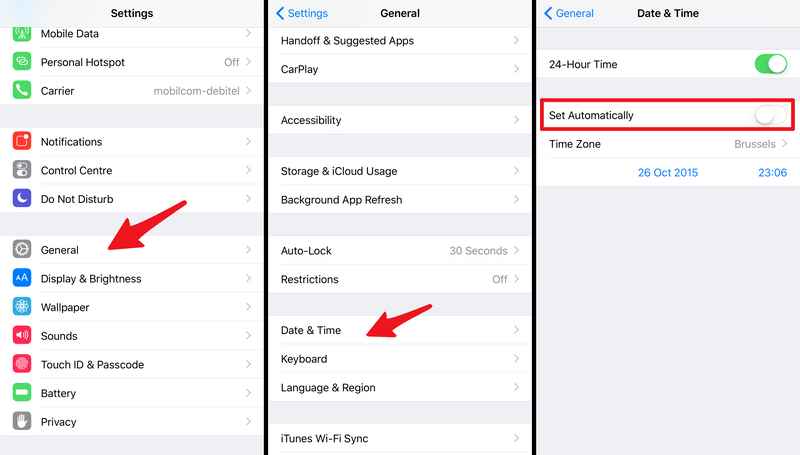 Manually Change iPhone Time to avoid iPhone Automatically Change Time Zone