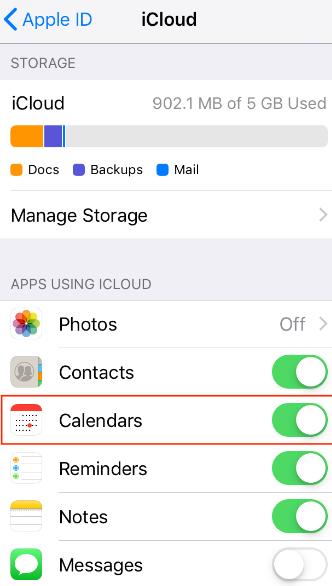 Turn Off iCloud Calendar Off and Back On