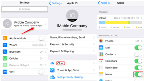 iPhone Notes Försvunna lösningar med iCloud Sync