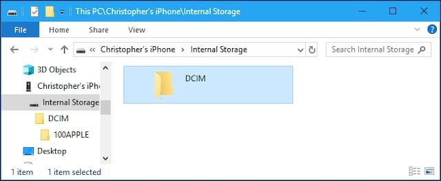iPhone DCIM Folder on Computer
