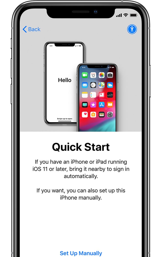 Tempo que o Quick Start leva para transferir dados de um iPhone para outro