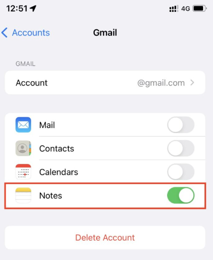 iPhone Notes Försvunna lösningar med e-postinställningar