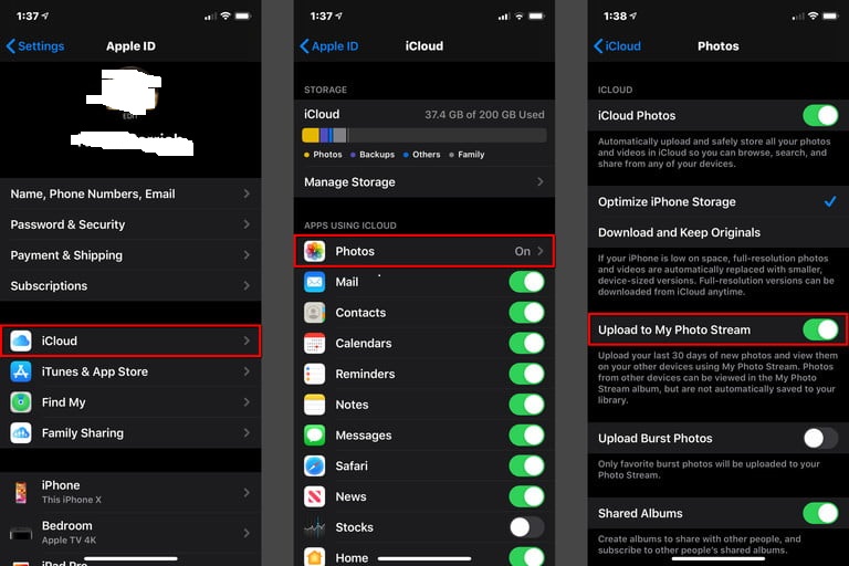 iCloud Fotoğraf Yayınını Kullanarak Fotoğrafları iCloud'dan iPhone'a İndirin