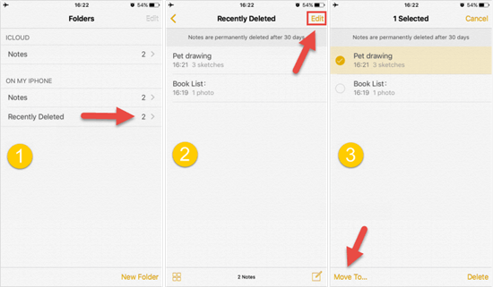 Recover Notes From iPhone Recently Deleted Folder
