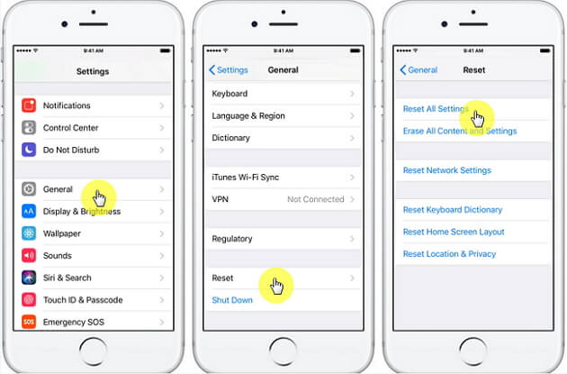 Restablecer todas las configuraciones en Iphone