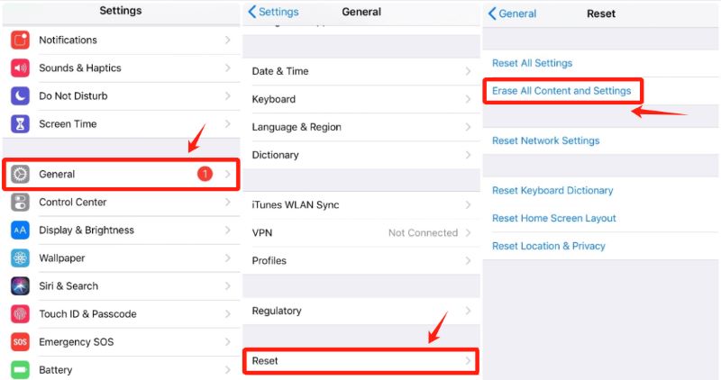 Fabriksåterställning iPhone utan iCloud med inställningar