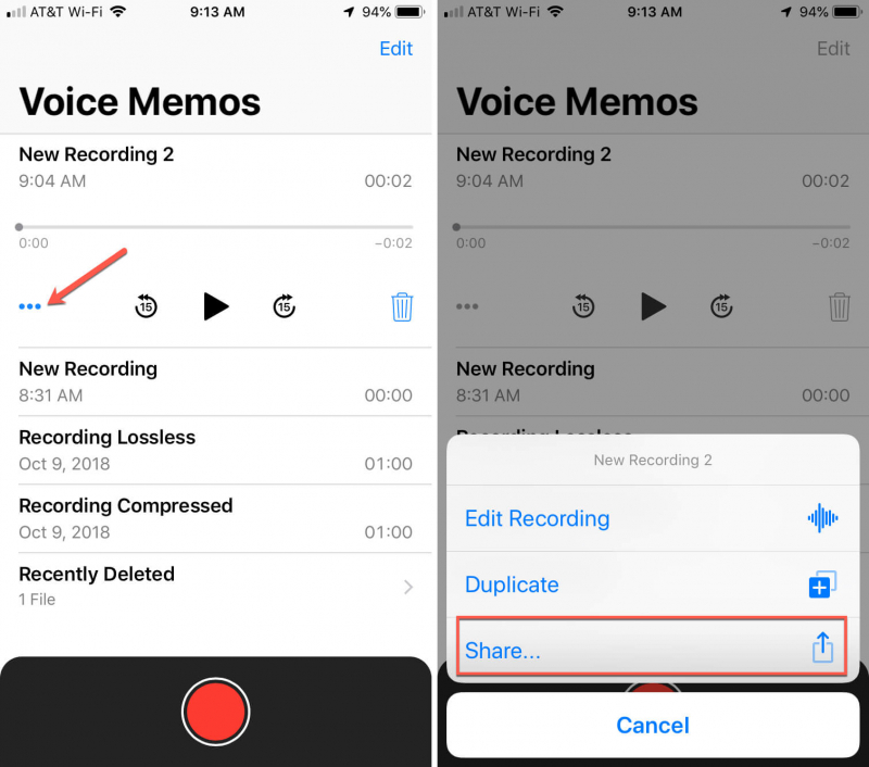 Share Voice Memos on iPhone
