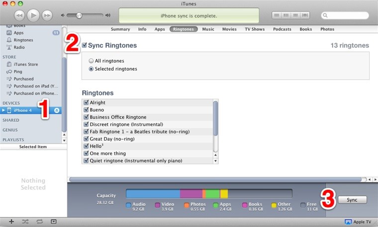 Sync The New Ringtone to iTunes