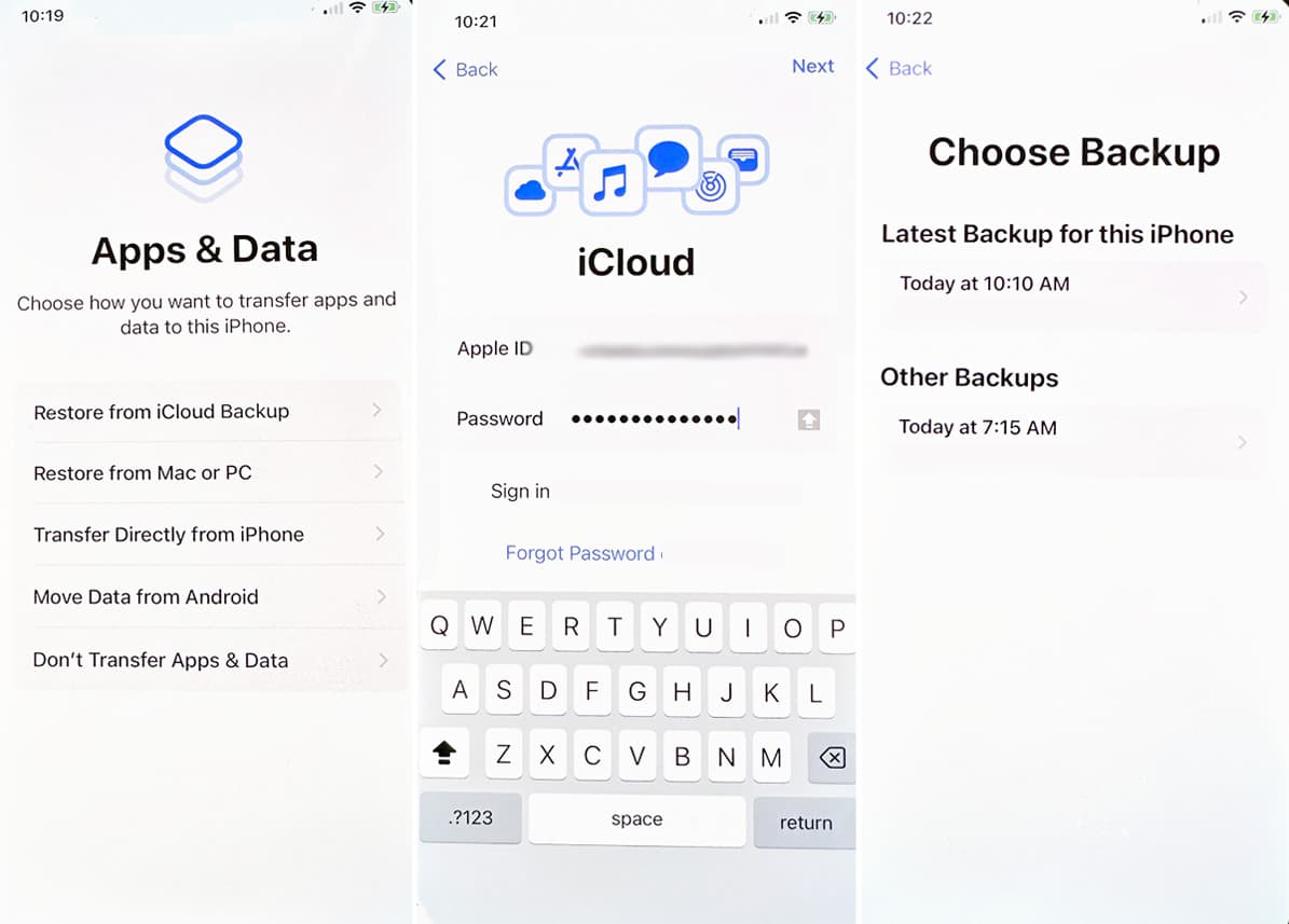 Restore from iCloud Backup