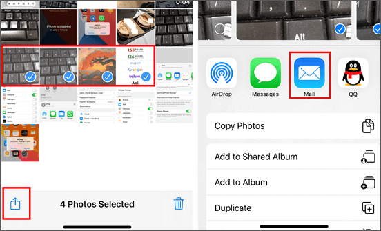 Transferir fotos do iPhone para o laptop usando e-mail