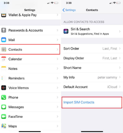 Överför kontakter från Samsung till iPhone med ett SIM-kort