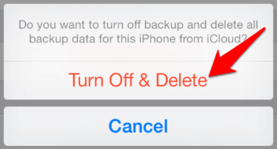 Desligue e exclua o backup do iCloud