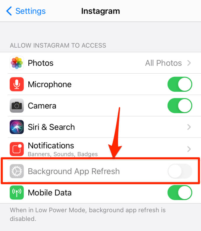 Stäng av bakgrundsappuppdatering för att fixa iPhone Frozen