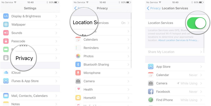 Ativar serviços de localização no iphone