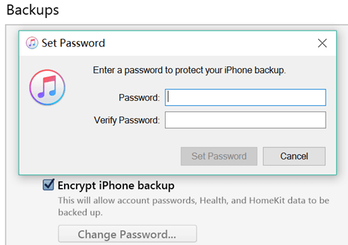 Itunes Backup Password Ställ in Itunes Password