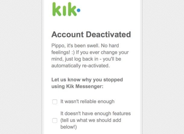 Delete Kik Account