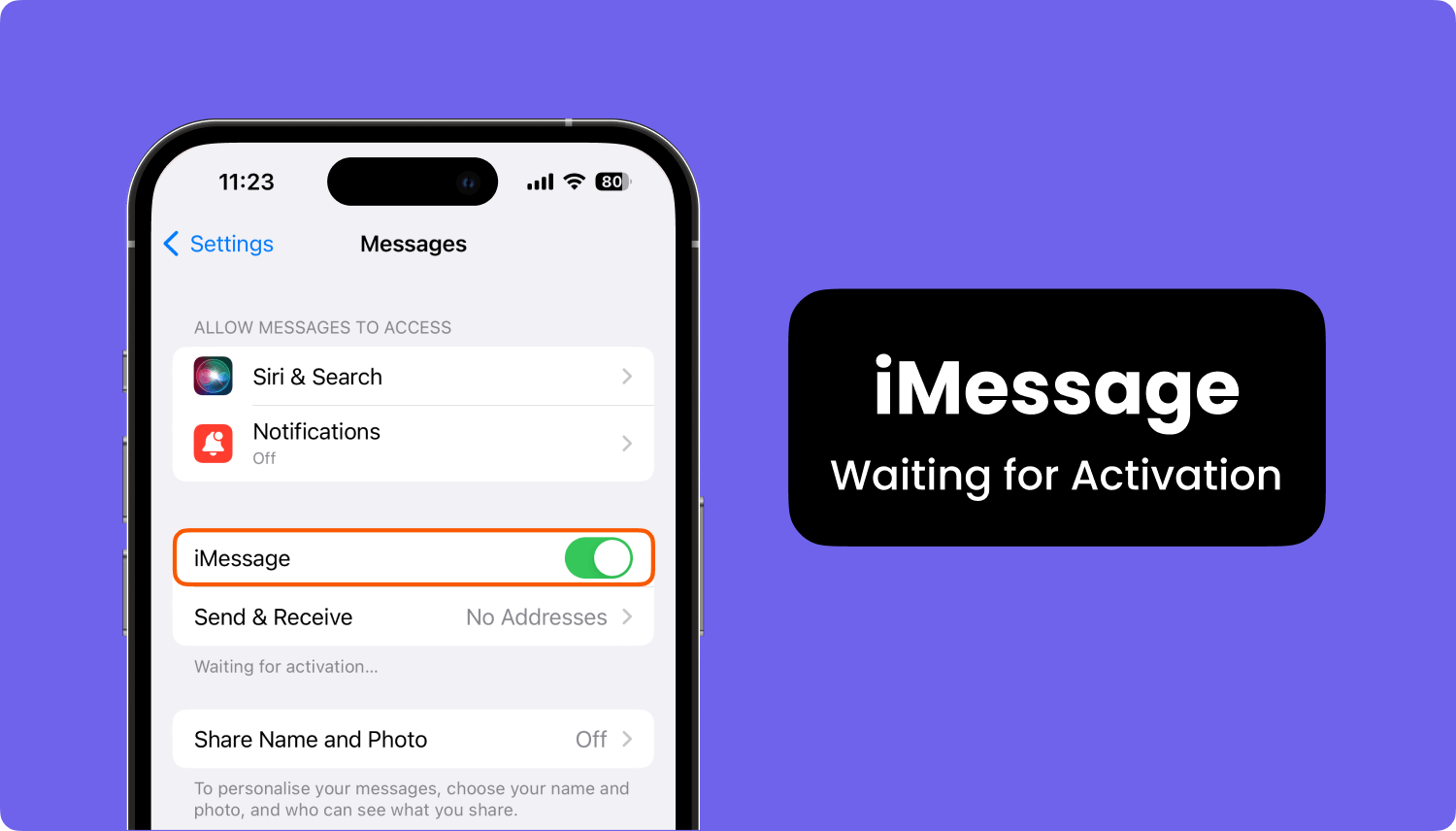 Imessage等待激活錯誤