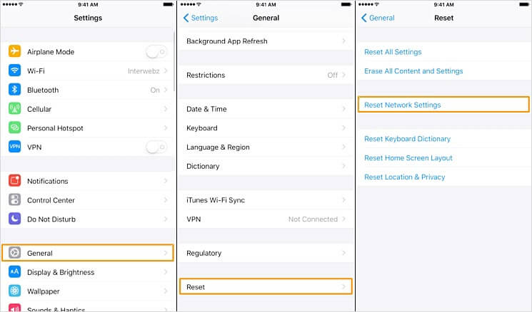 Ripristina iPad Network Settings