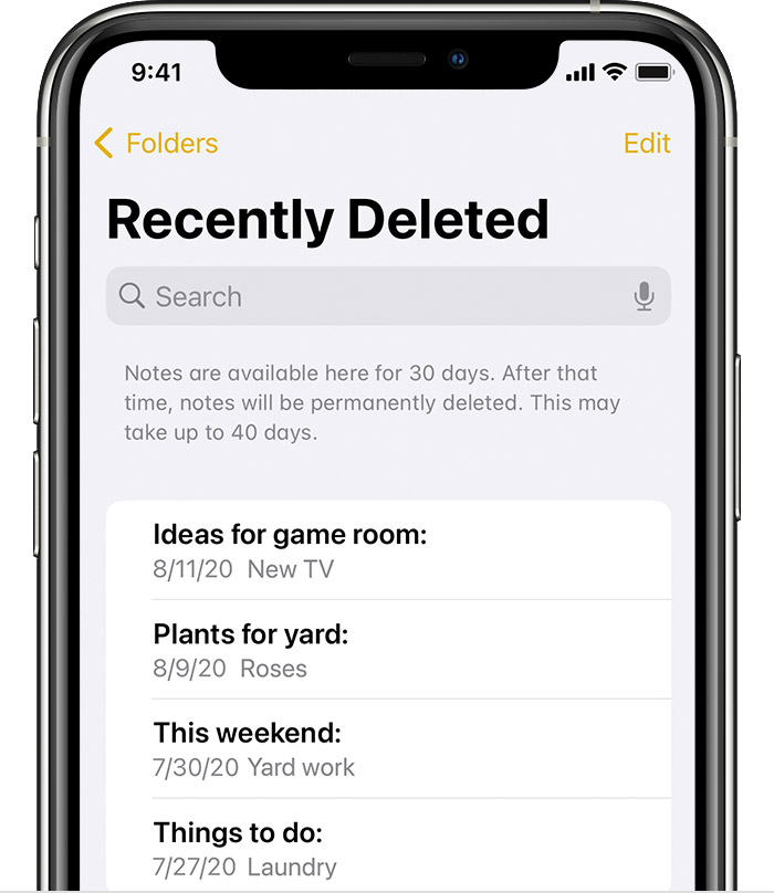 Recover Permanently Deleted Notes on iPhone Using Recently Deleted Folder